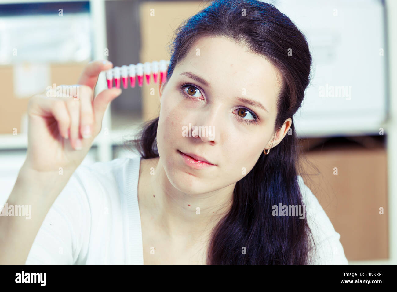 student in the laboratory of modern genetics Stock Photo