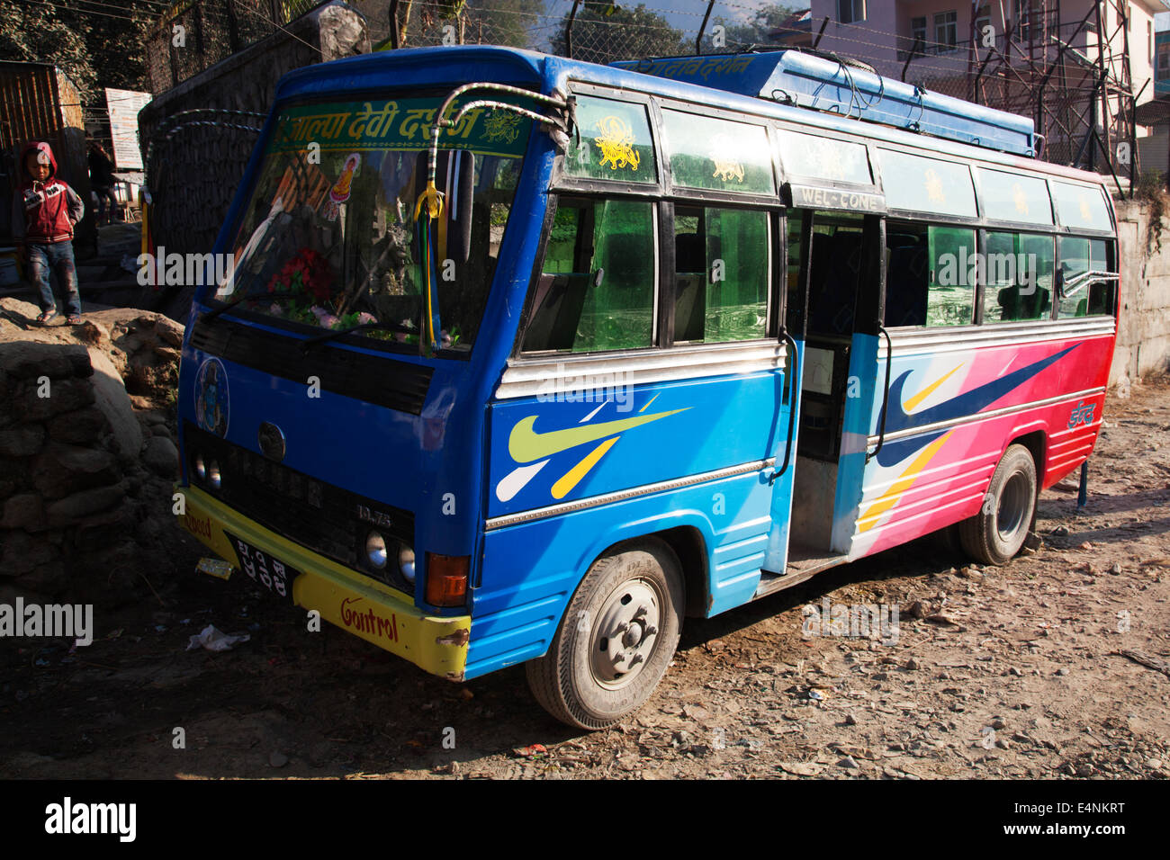 Colourful Public Bus, Local Transport at Beni, Nepal Stock Photo 71776652 Alamy
