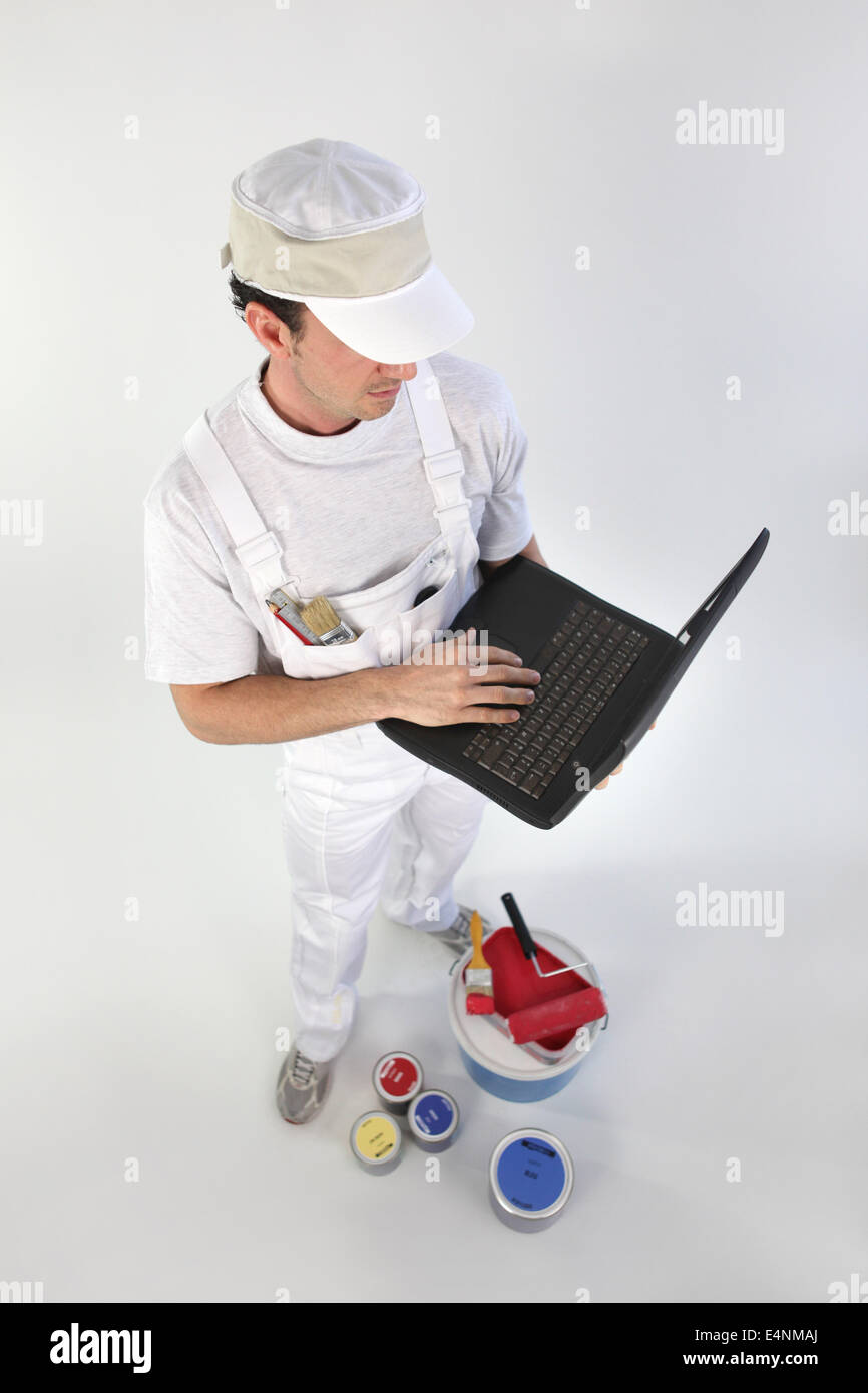 Painter with computer Stock Photo Alamy