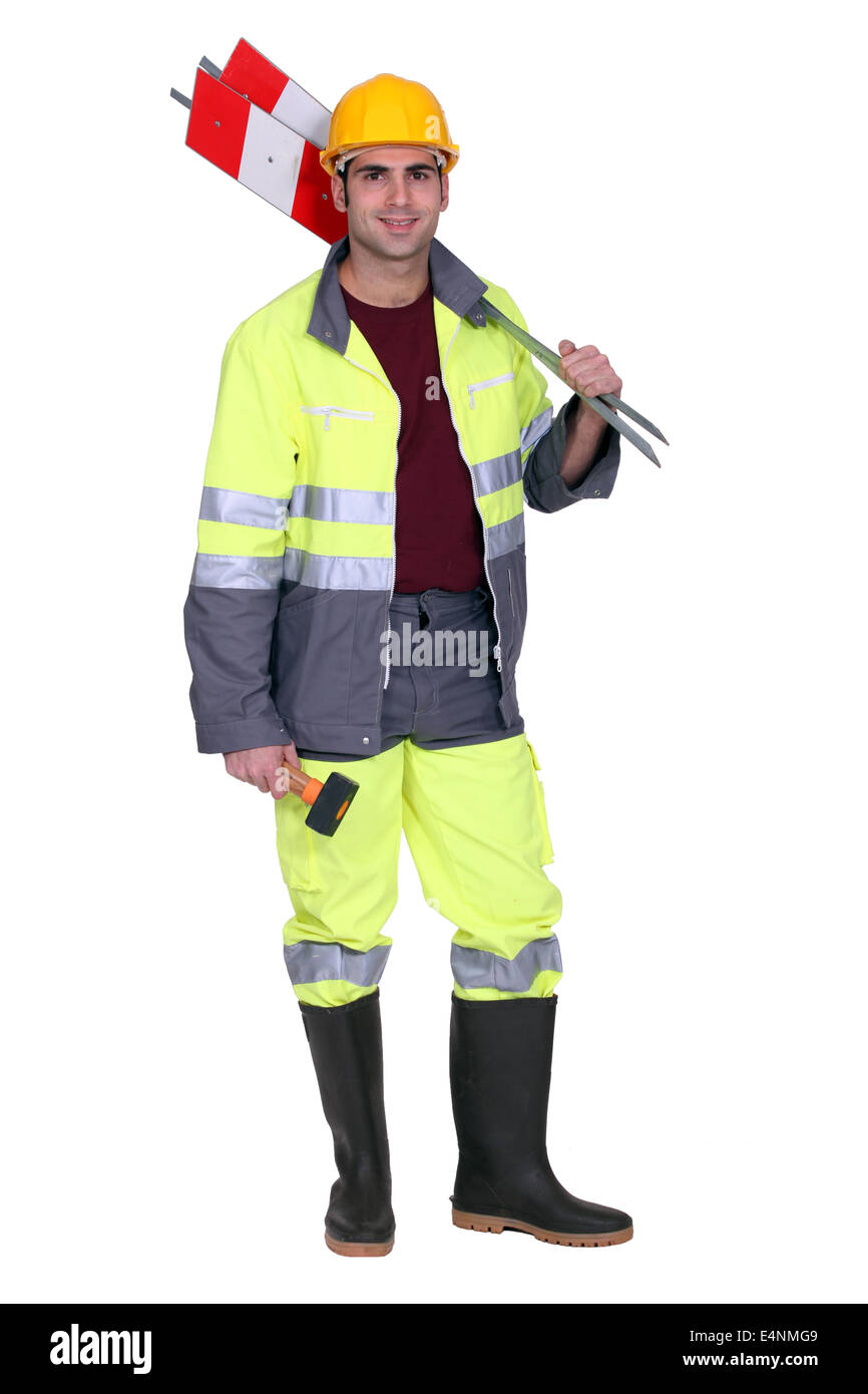 Road-side worker Stock Photo
