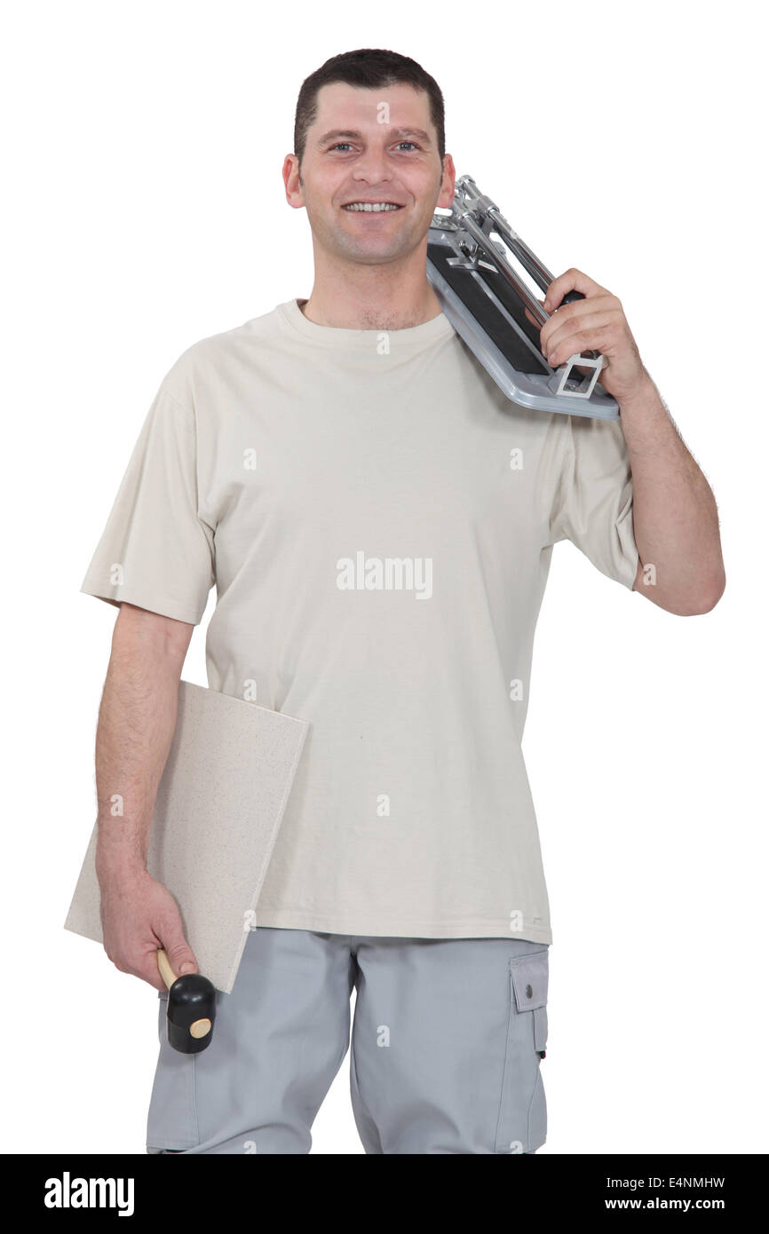 Portrait of a tile fitter Stock Photo Alamy