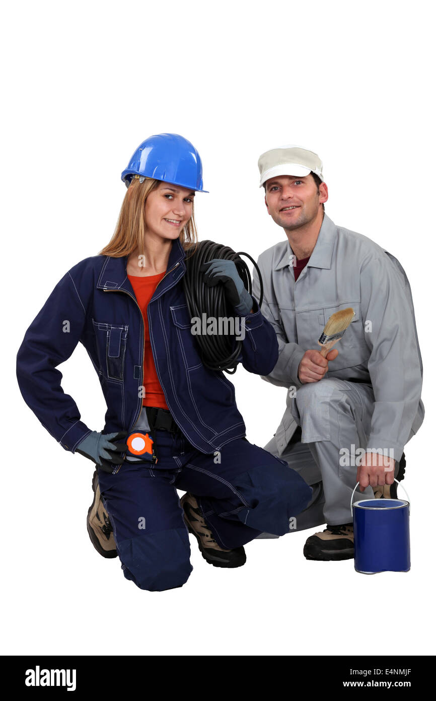 Electrician and painter Stock Photo Alamy