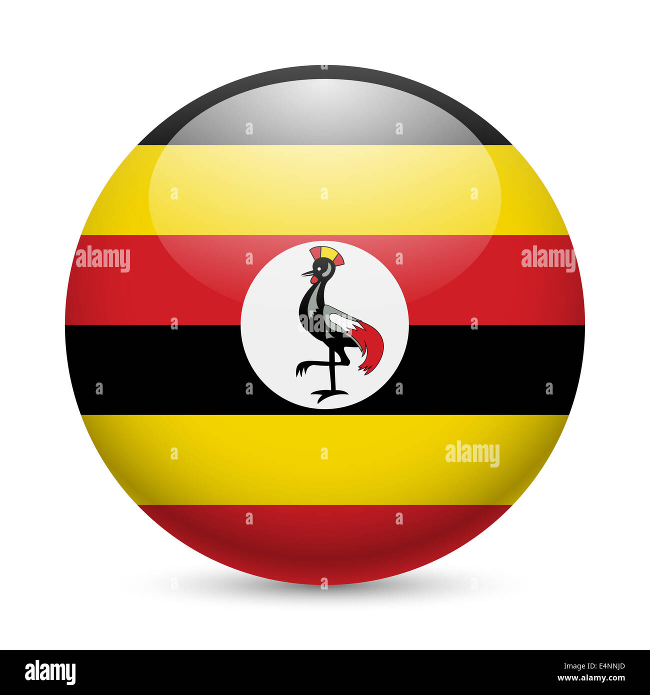 Flag of Uganda as round glossy icon. Button with Ugandan flag Stock Photo