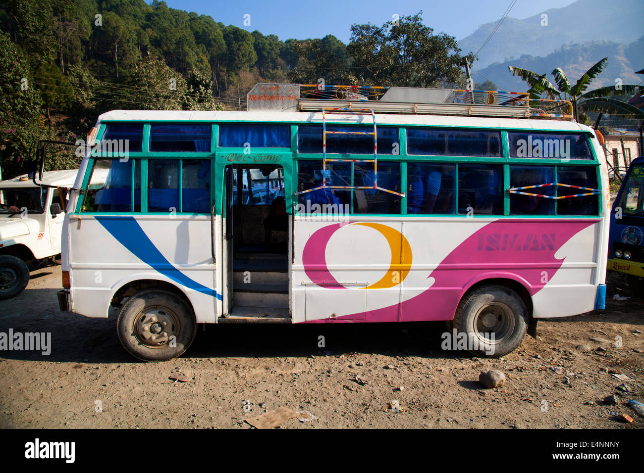 Colourful Public Bus, Local Transport at Beni, Nepal Stock Photo Alamy