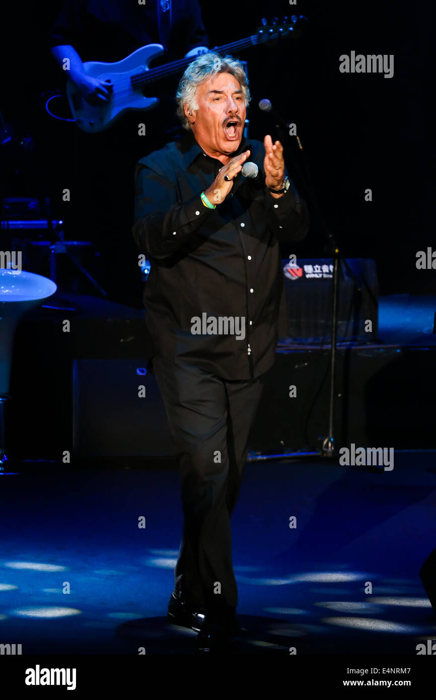 Singer Tony Orlando performs at the stage of his concert in Taipei,China on Saturday July 12,2014. Stock Photo