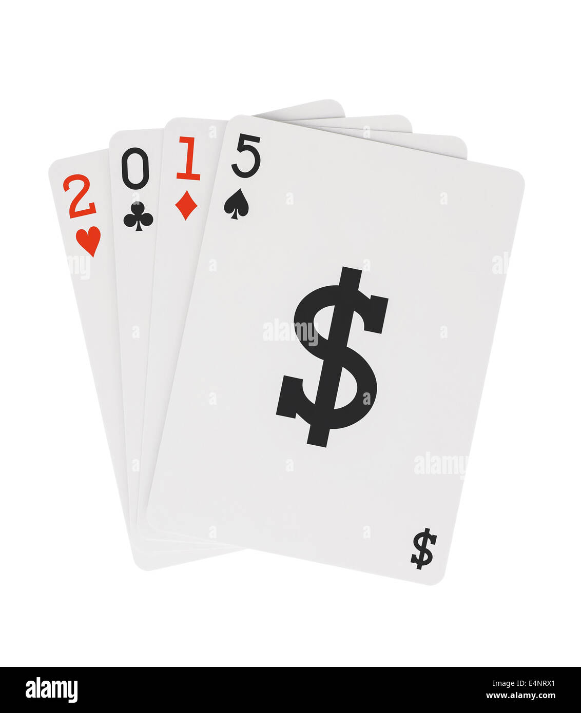 Year 2015 Playing Cards with Dollar Sign Symbol Stock Photo