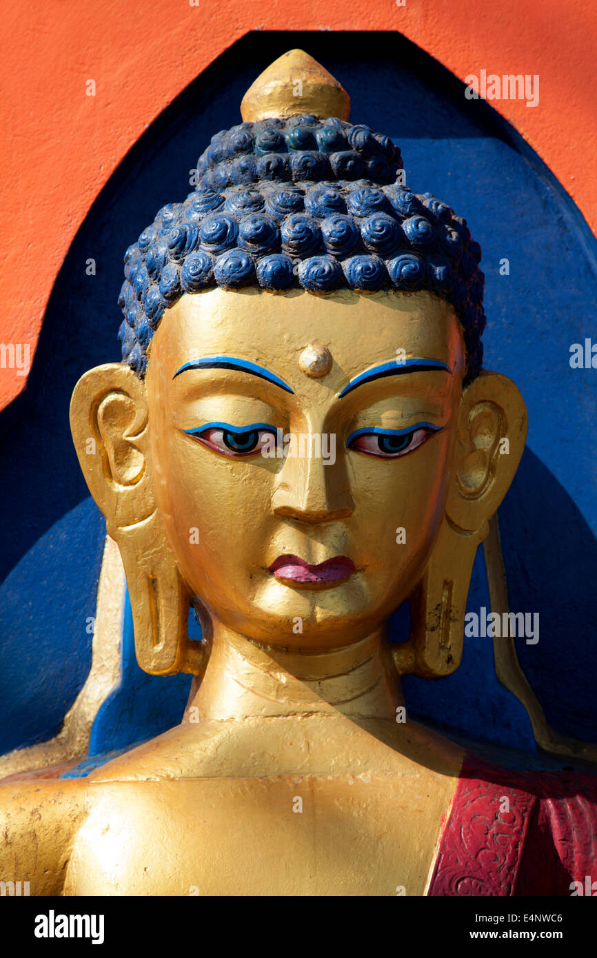 Golden Buddha Statue at Swayambhunath, Monkey Temple, Kathmandu, Nepal