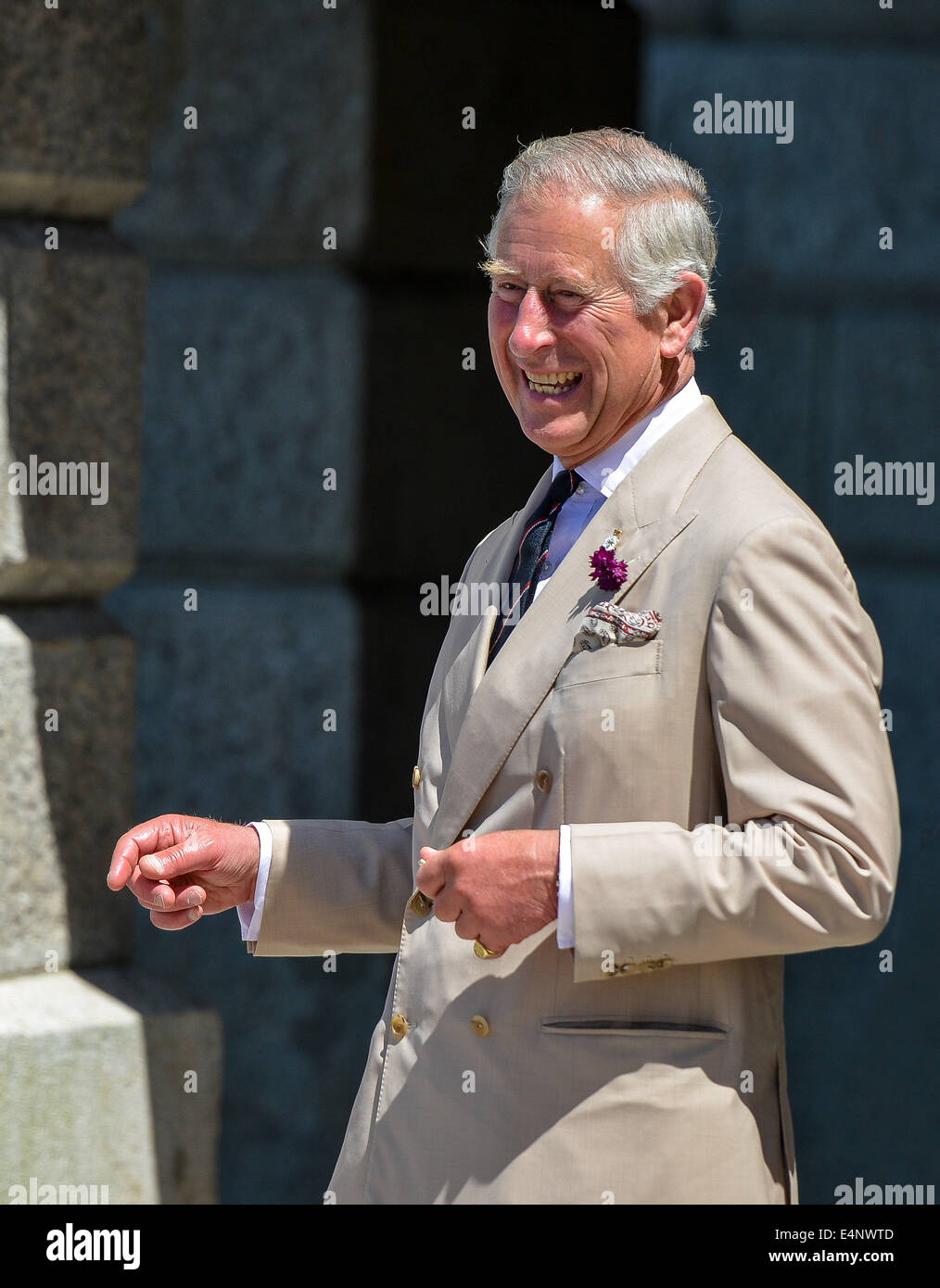 Plymouth Royal William Yard Devon, UK. 15th July, 2014. The Duke of Cornwall, Prince Charles tour's the Royal William Yard in Plymouth and attend a reception to mark the 100th anniversary of the city of Plymouth, which was formed when the three towns of Plymouth, Stonehouse and Devonport were amalgamated. Credit:  Picture by Sean Hernon/Alamy Live News. Stock Photo