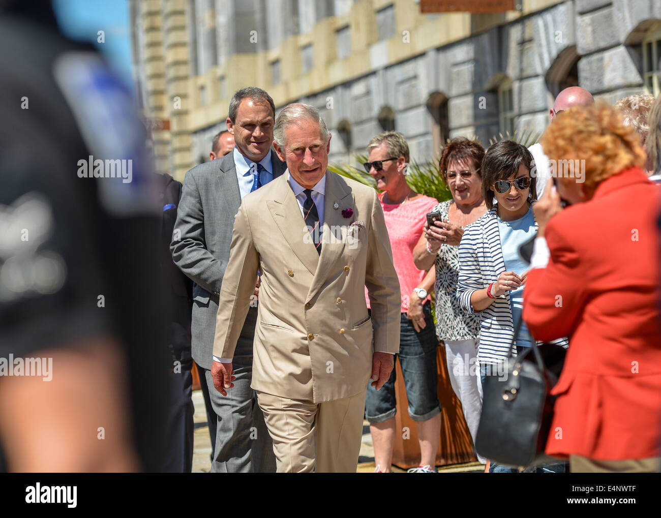 Plymouth Royal William Yard Devon, UK. 15th July, 2014. The Duke of Cornwall, Prince Charles tour's the Royal William Yard in Plymouth and attend a reception to mark the 100th anniversary of the city of Plymouth, which was formed when the three towns of Plymouth, Stonehouse and Devonport were amalgamated. Credit:  Picture by Sean Hernon/Alamy Live News. Stock Photo