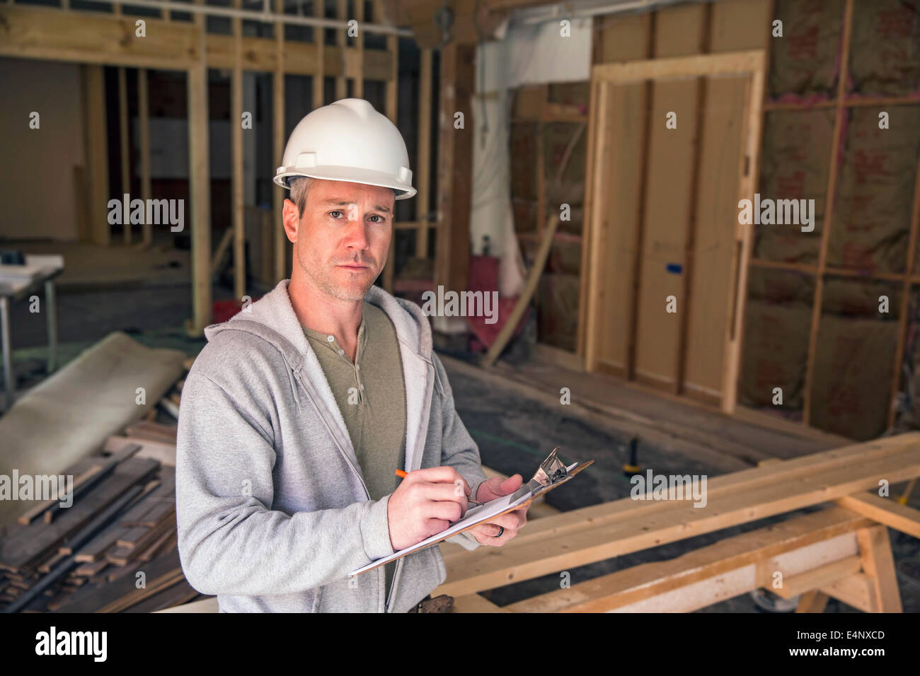 Portrait of engineer at work on new structure Stock Photo