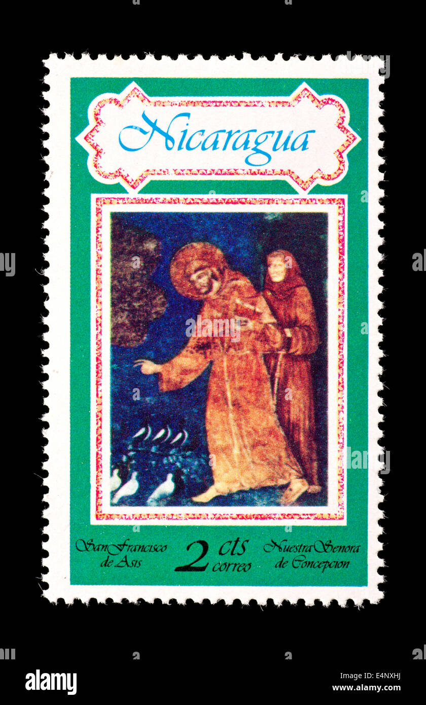 Postage stamp from Nicaragua St. Francis Preaching To The Birds Stock Photo