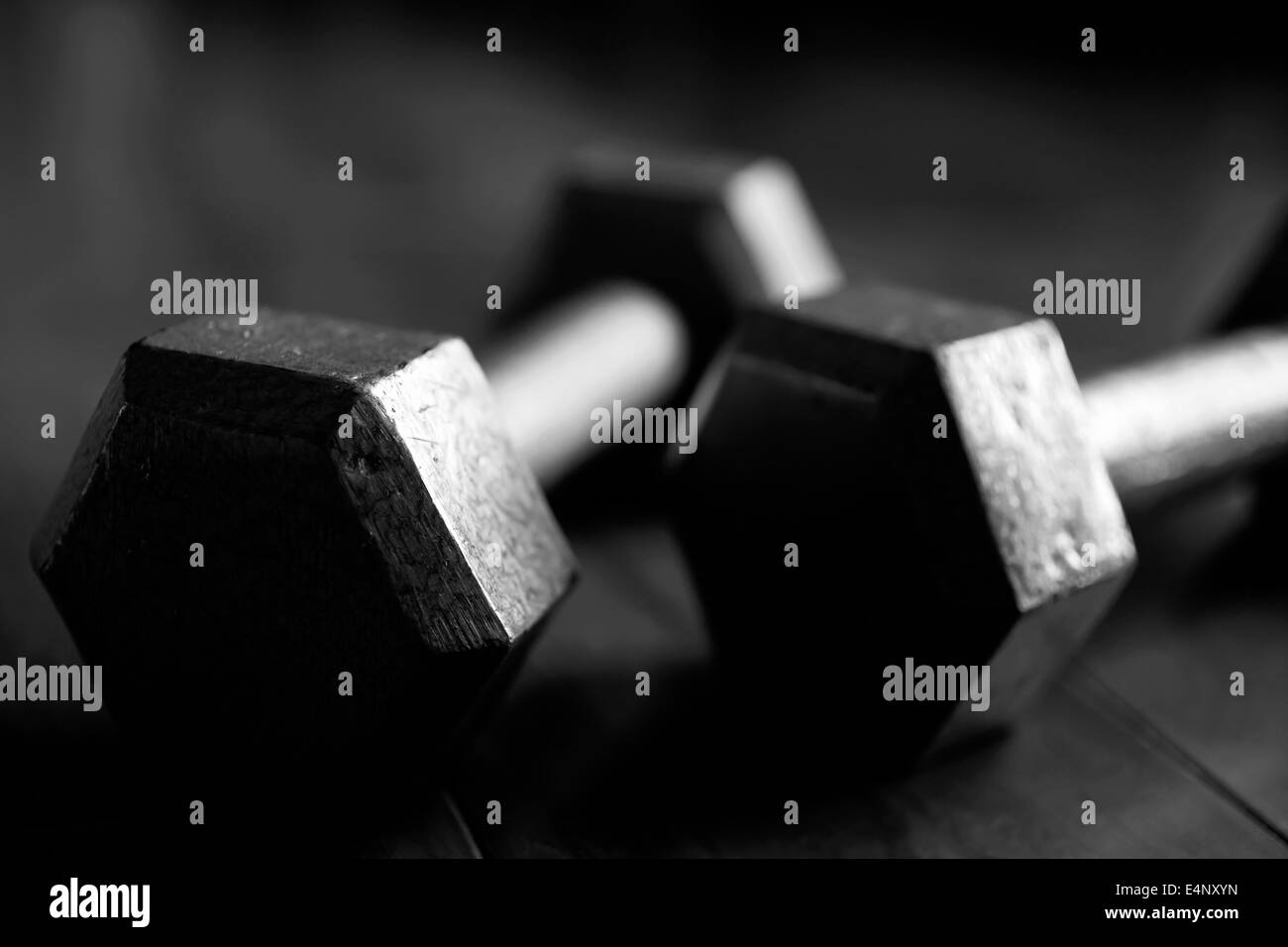Close-up of dumbbells Stock Photo
