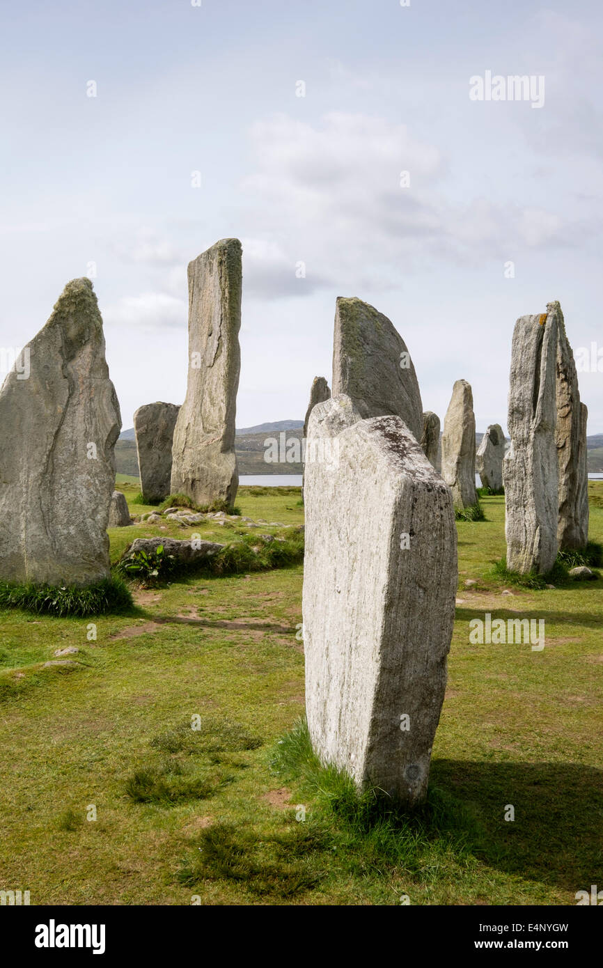 Neolithic standing stones in Callanish Stone Circle from 4500 BC Calanais Isle of Lewis Outer Hebrides Western Isles Scotland UK Stock Photo