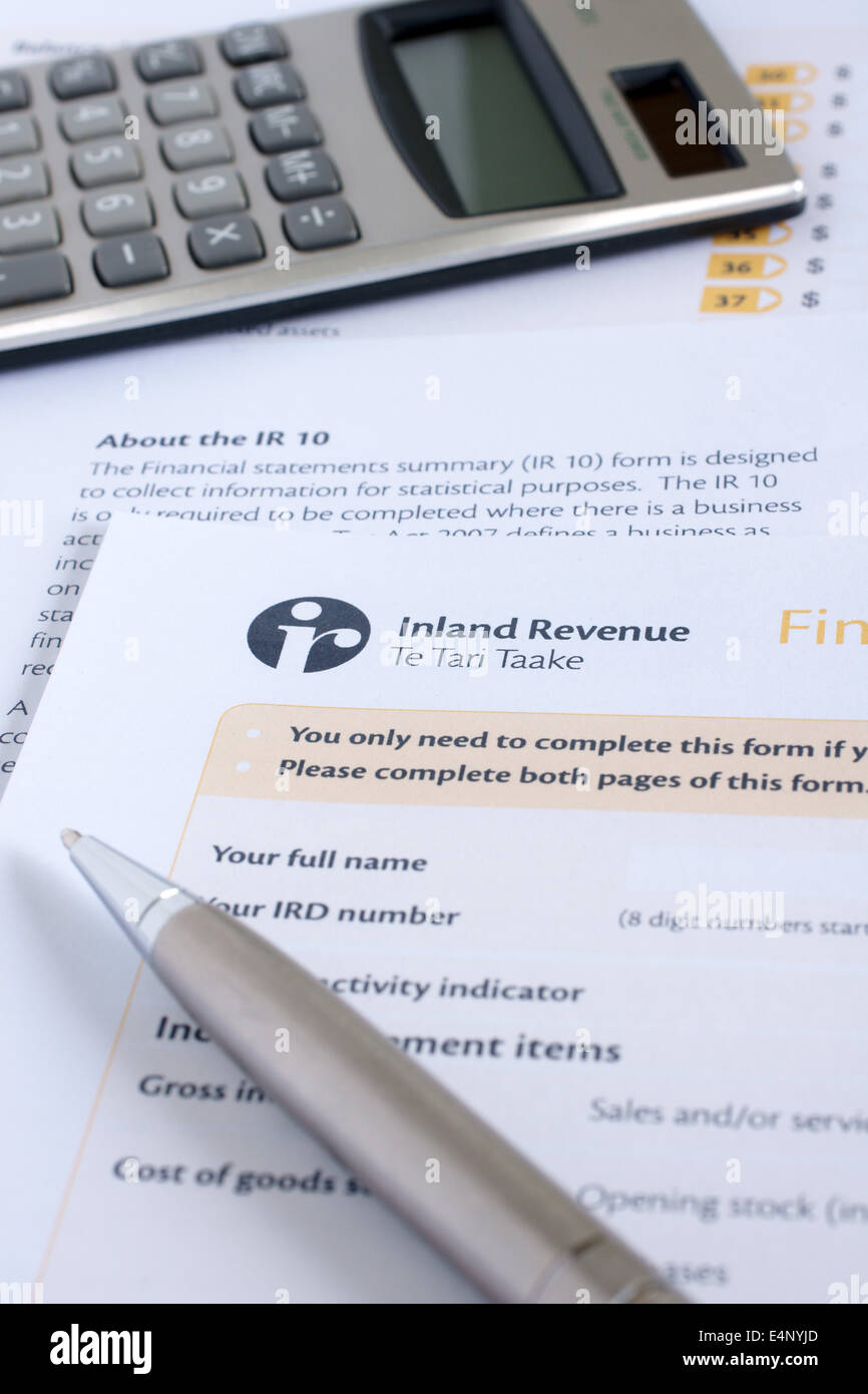 New Zealand Tax concept IR10 annual tax return form Stock Photo Alamy
