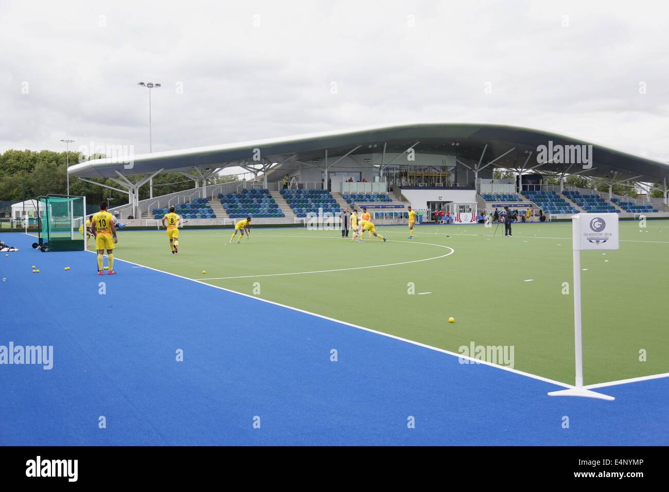 Glasgow National Hockey Centre, Glasgow Green, Glasgow, Scotland, UK, Tuesday, 15th July, 2014. With 8 Days until the 2014 Commonwealth Games Opening Ceremony teams are using the venues for training with members of Team India seen here Stock Photo