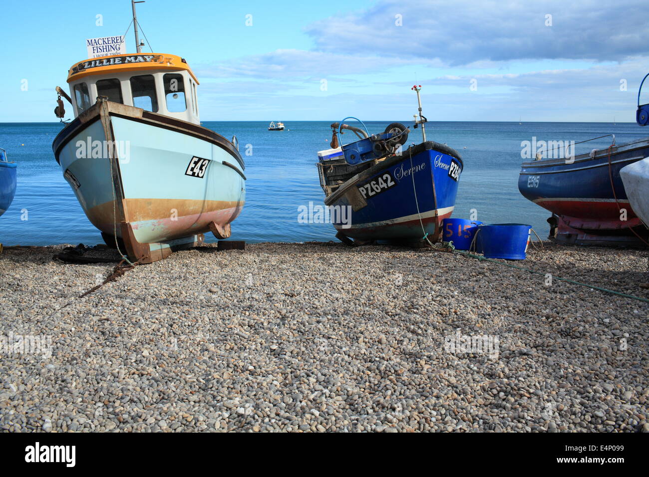 Beer, fishing boats in summer, East Devon, England, UK Stock Photo Alamy