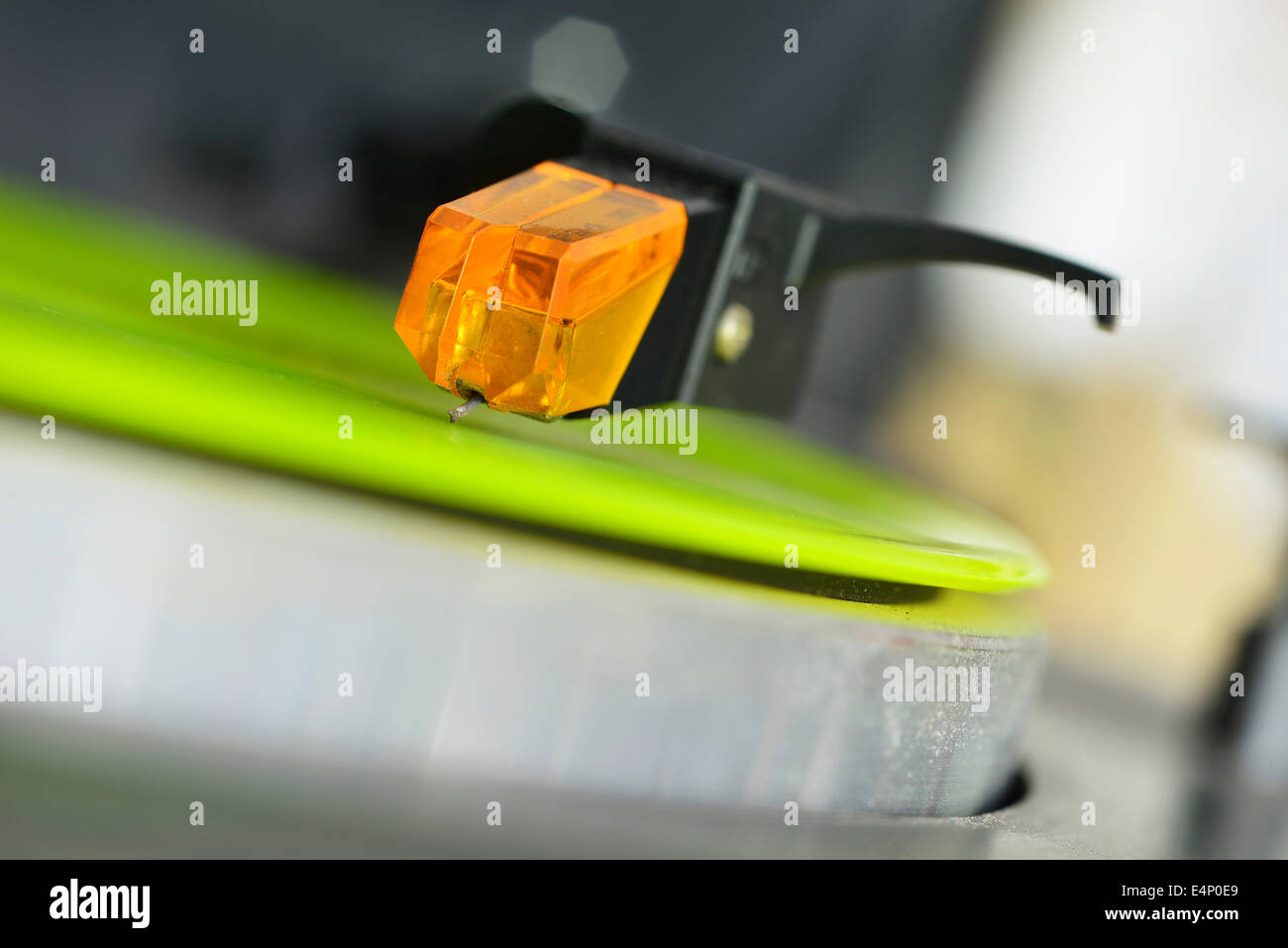 Vinyl record playing on a turntable, close-up Stock Photo - Alamy