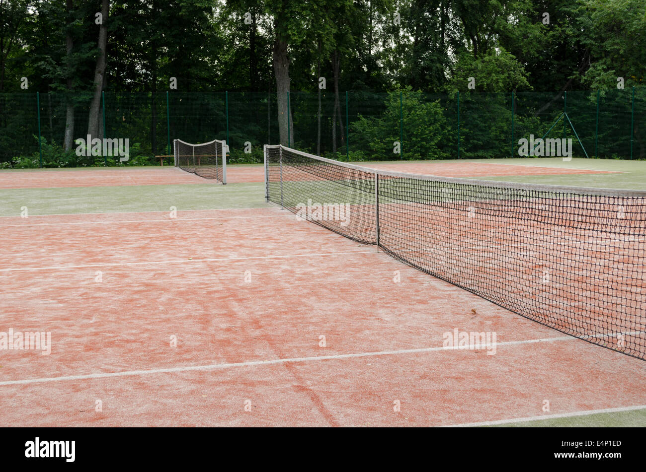 tennis courts in recreation village park in summer nature Stock Photo