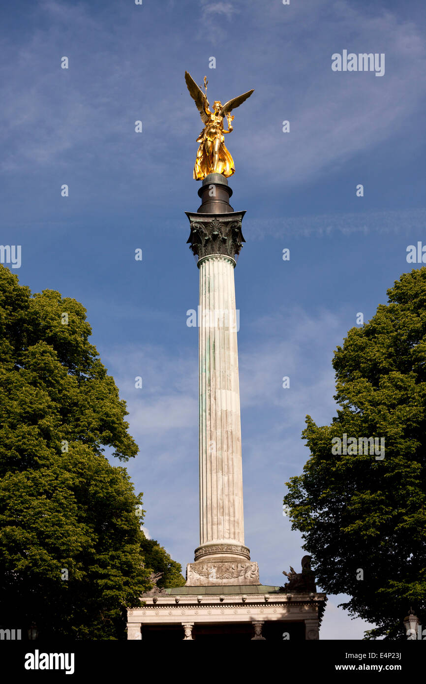 The Angel of Peace  monument in the Munich suburb of Bogenhausen, Munich, Bavaria, Germany Stock Photo