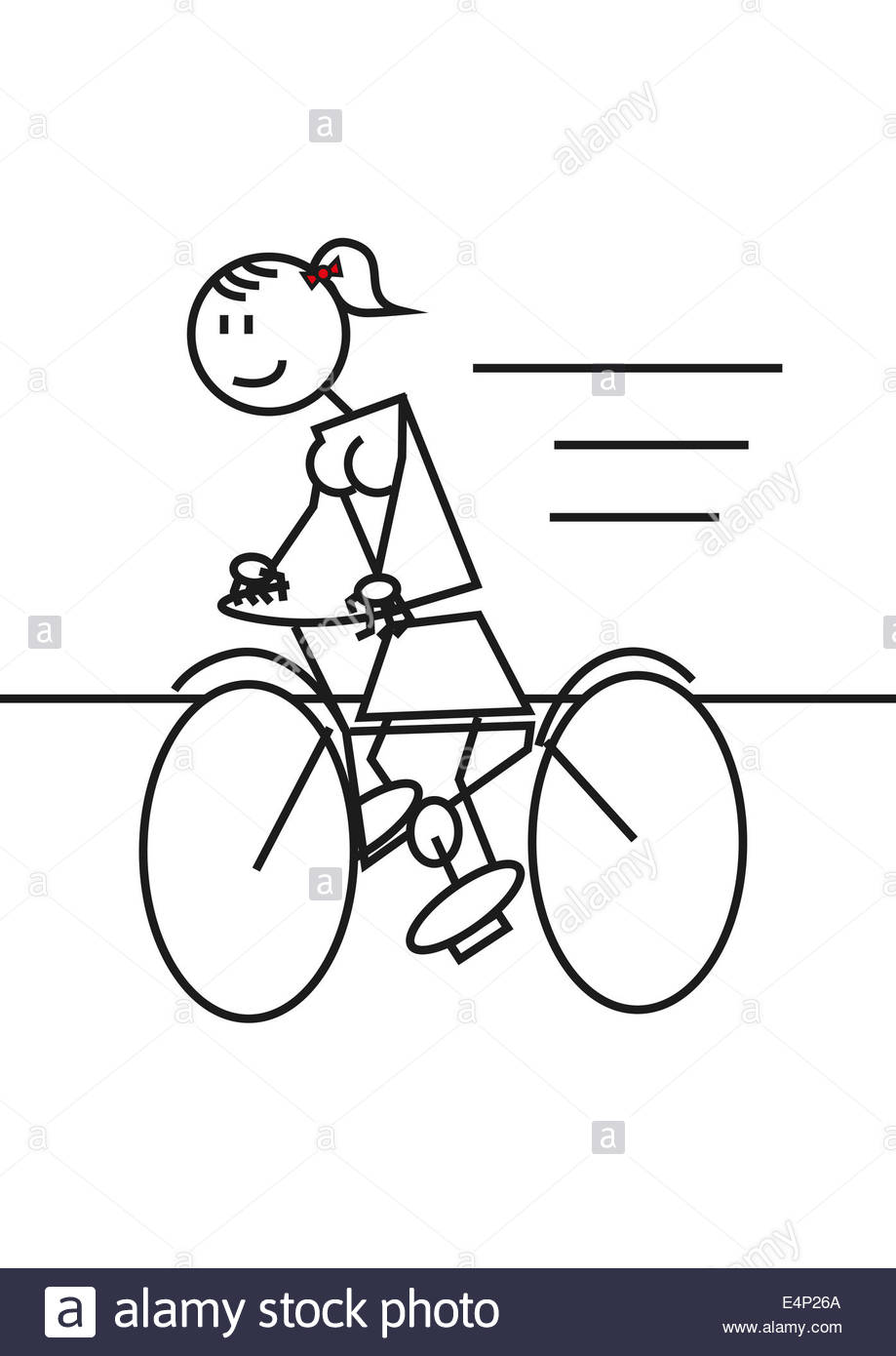 Stick figure of a girl mounted in a bike. Sport and leisure ...