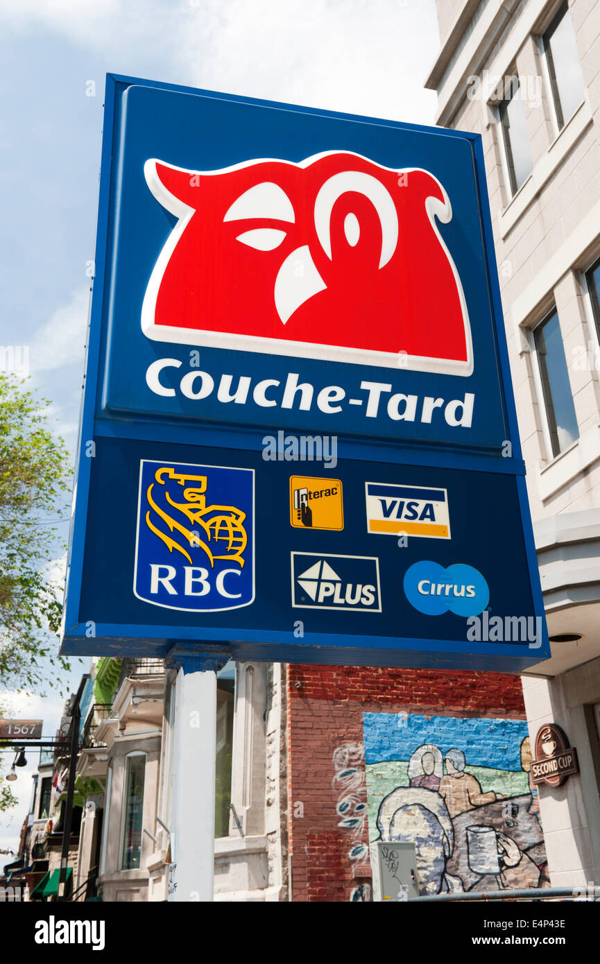Sign for a CoucheTard convenience store in Montreal, province of