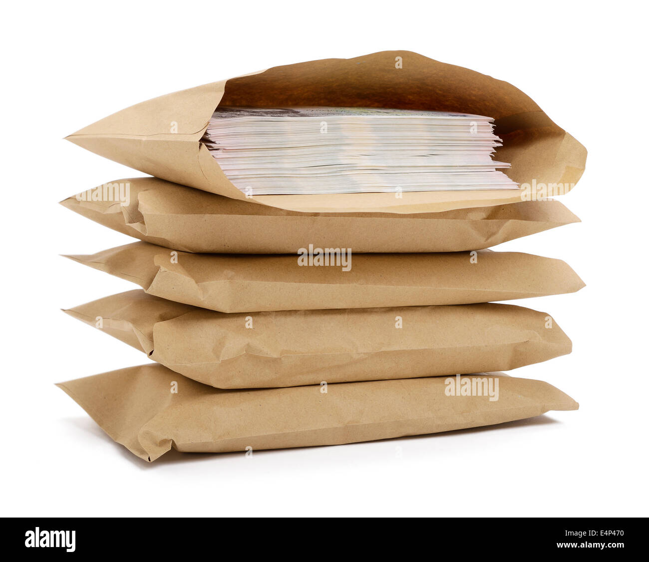 Brown envelopes full of money Stock Photo