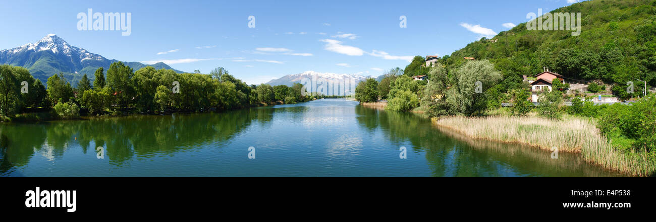 Sorico, lake of Como, Italy: View of the countryside on the floor of Spain Stock Photo