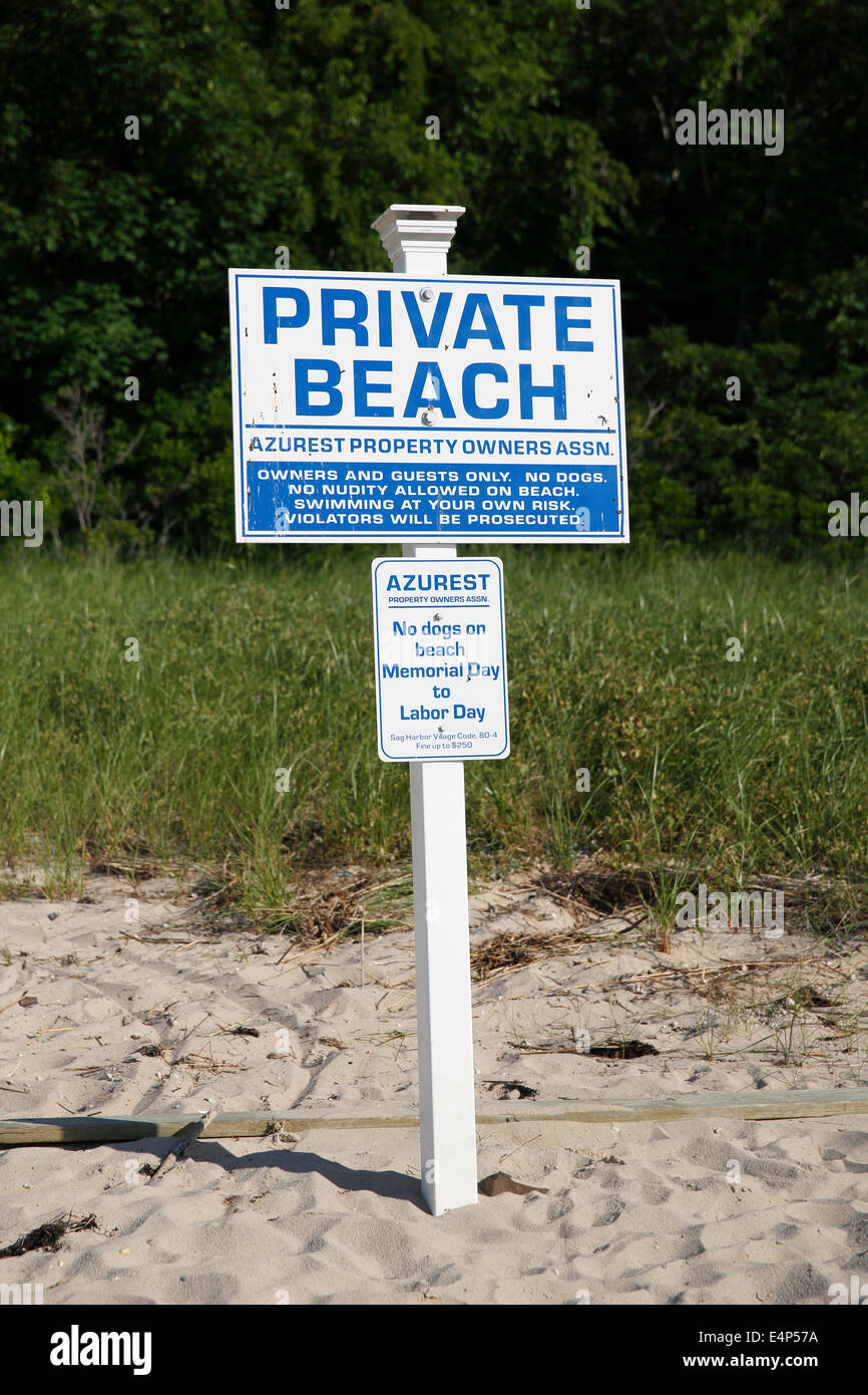 Private beach in the community of Azurest, Sag Harbor, New York, USA Stock Photo