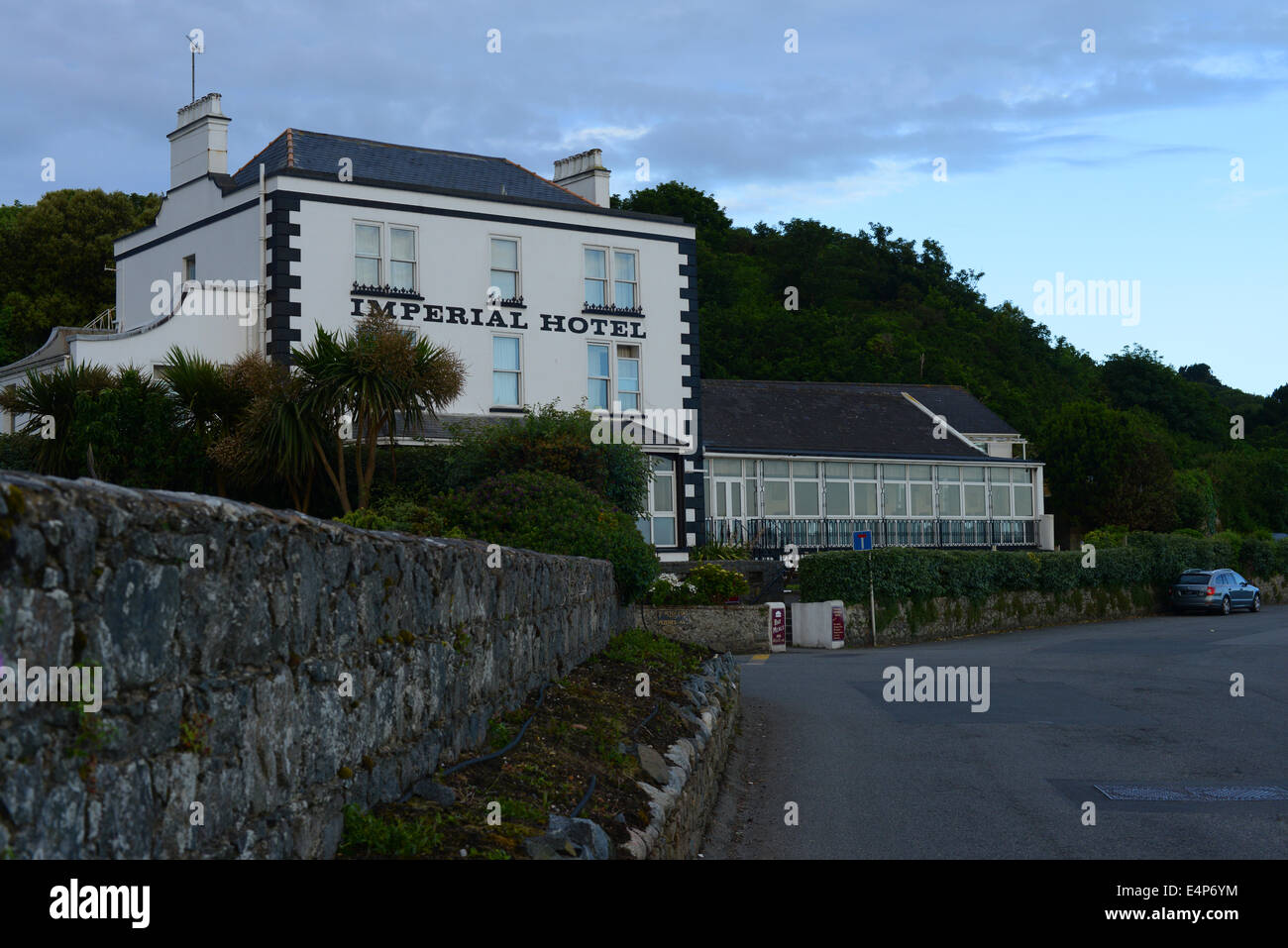 Imperial Hotel at Rocquaine Bay in Guernsey, Channel Islands Stock