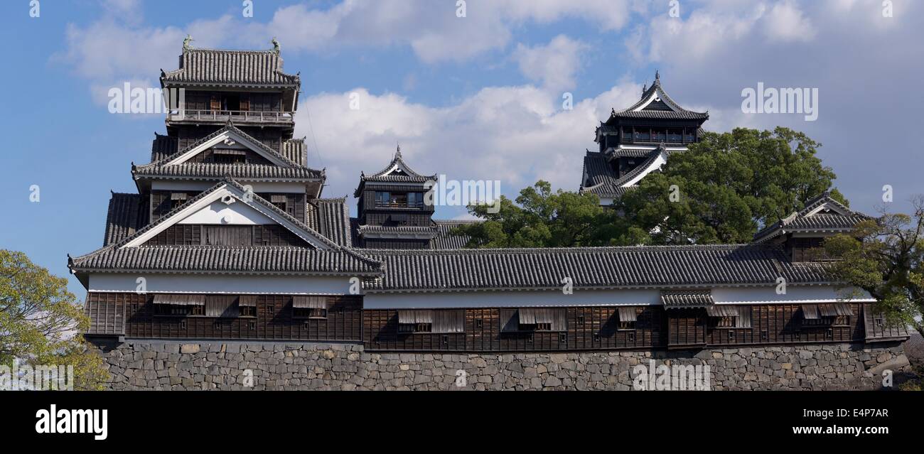 Panorama of Kumamoto Castle in Kumamoto City, Kumamoto Prefecture, Japan Stock Photo