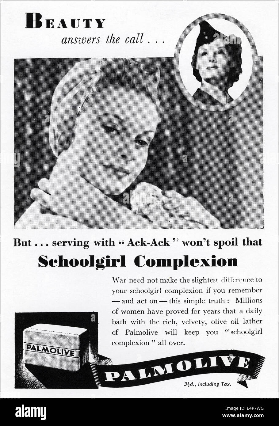 1940s advert for PALMOLIVE soap in British magazine dated March 1942 Stock Photo