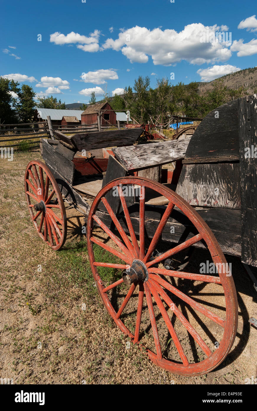 Elk203-3084v Canada, British Columbia, Historic Hat Creek Ranch, wagon ...