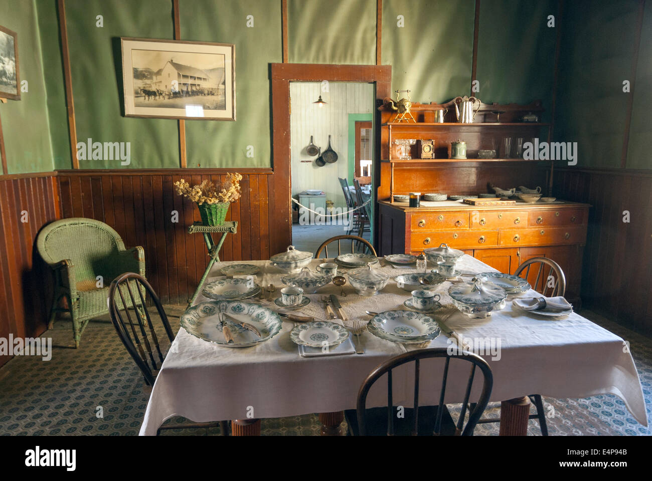 Elk203-3055 Canada, British Columbia, Historic Hat Creek Ranch, dining ...