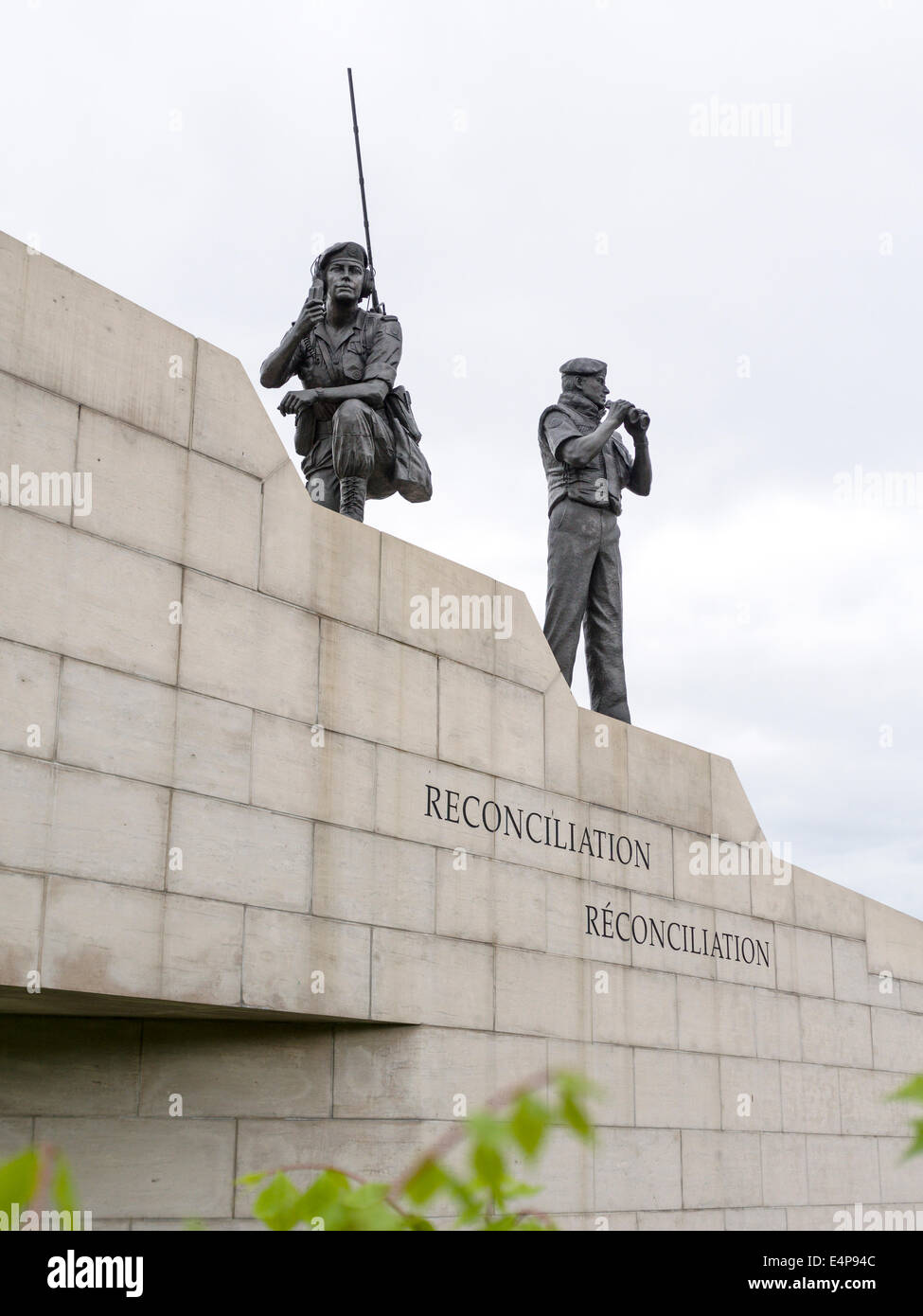 Reconciliation: The Peacekeeping Monument. A monument to commemorate Canadian Peacemakers stands along Confederation Boulevard Stock Photo