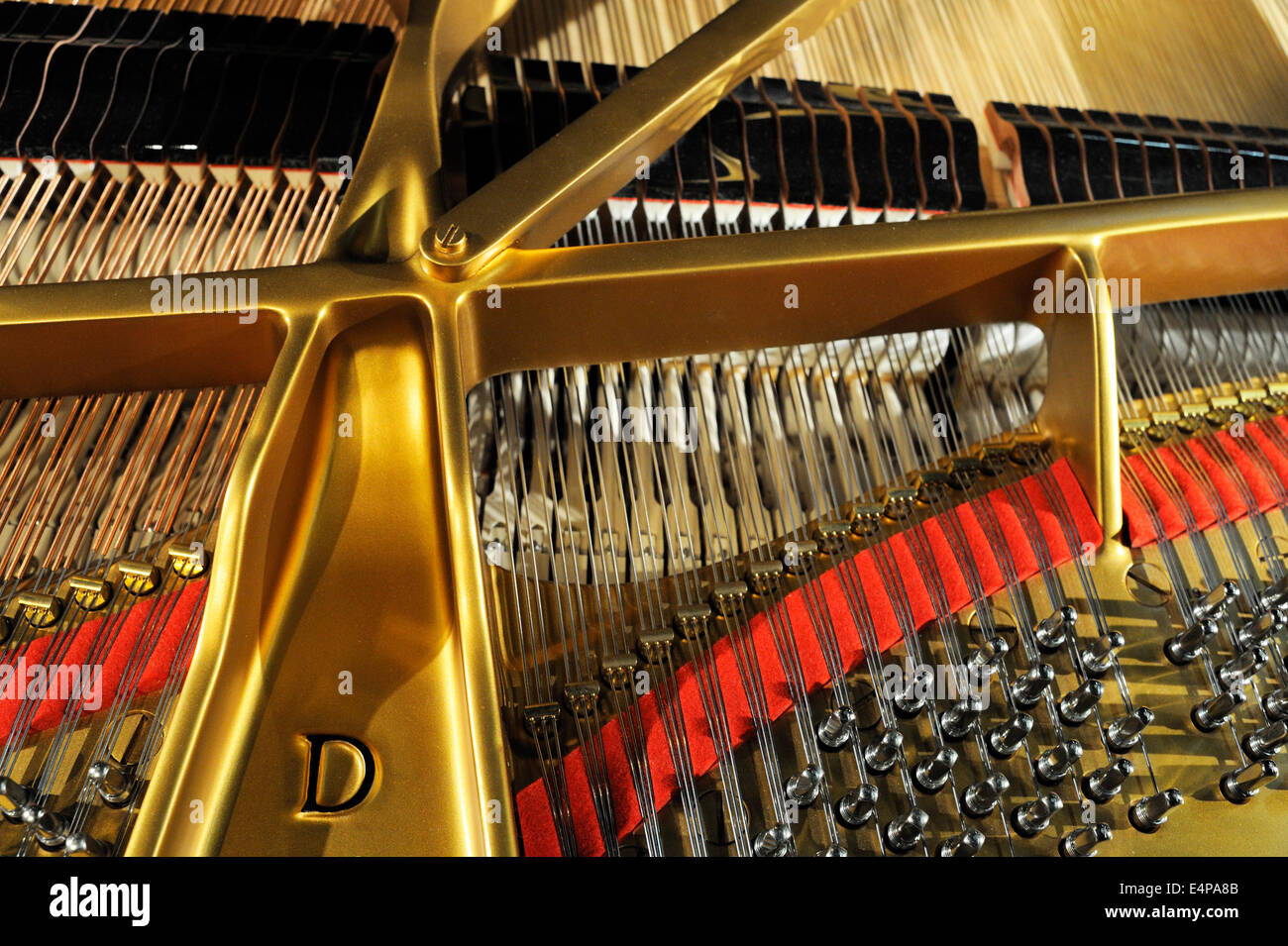 Detail photo of Steinway Grand D concert grand piano, Hamburg version. Stock Photo