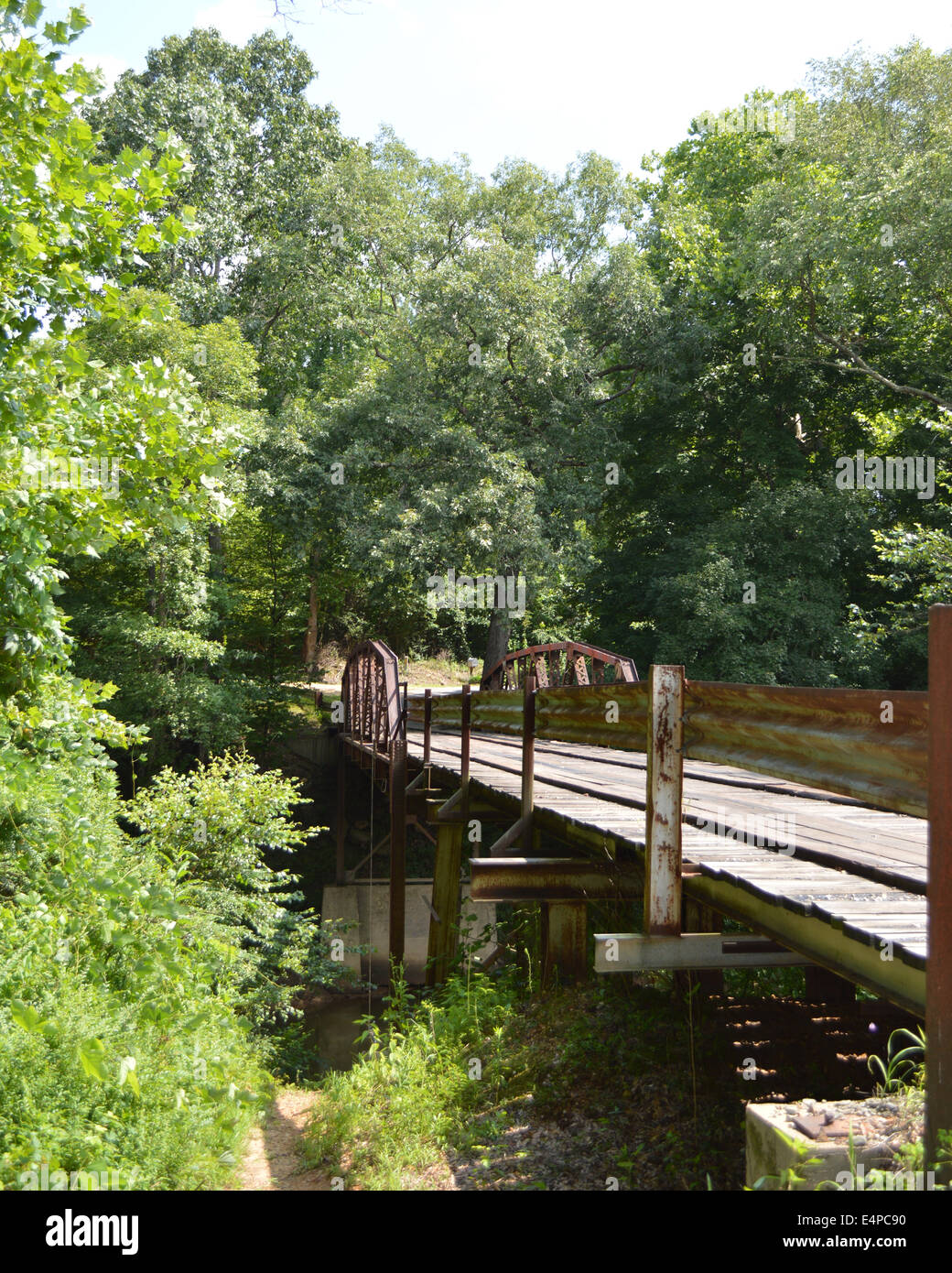 One lane country bridge in North Alabama. Stock Photo