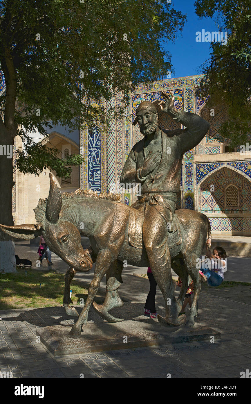 Nasreddin Hoca statue, Labi Hauz, Bukhara, Uzbekistan Stock Photo