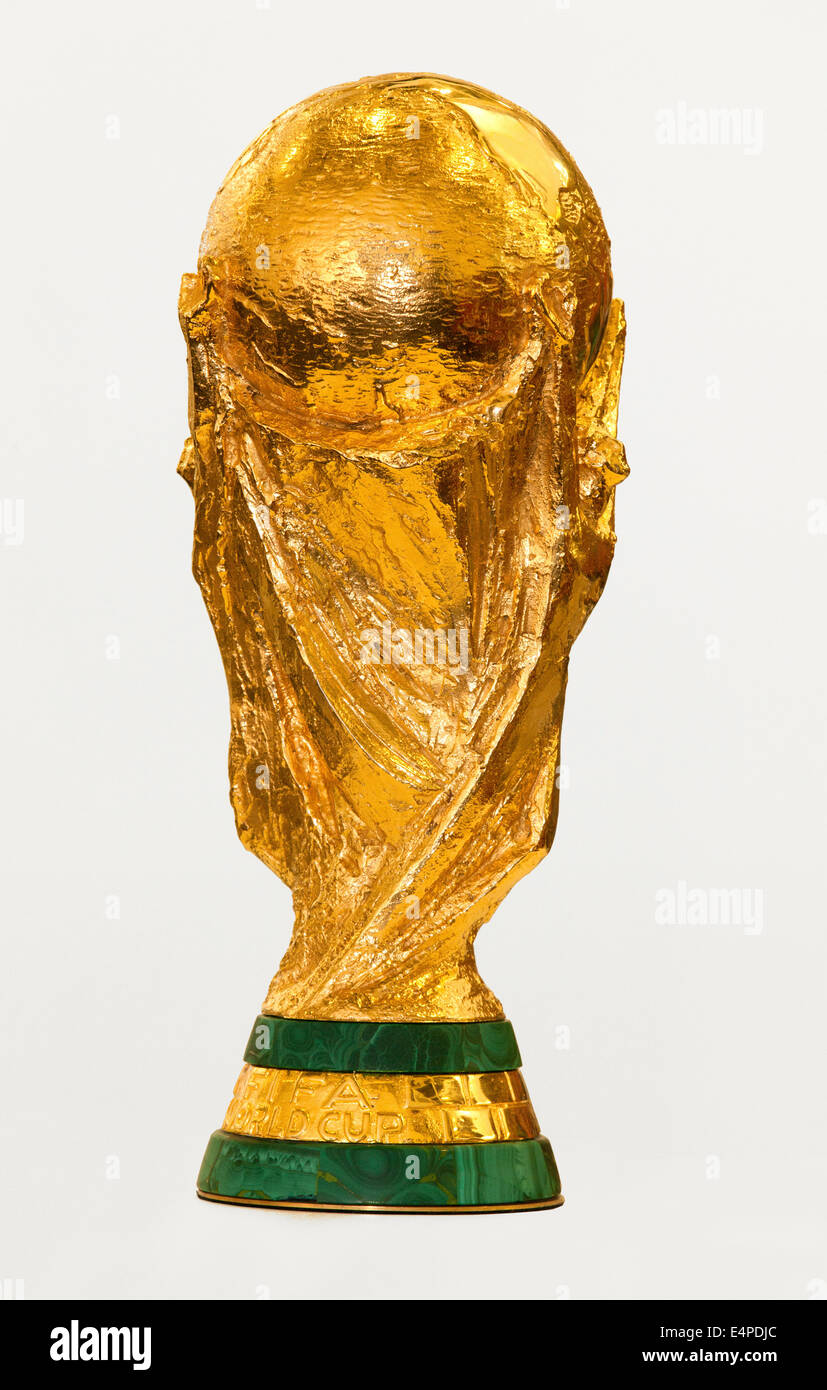 Original FIFA World Cup trophy, designed by sculptor Silvio Gazzaniga, 6.2 kg, 36.8 cm, 4.9 kg of 18 carat gold Stock Photo