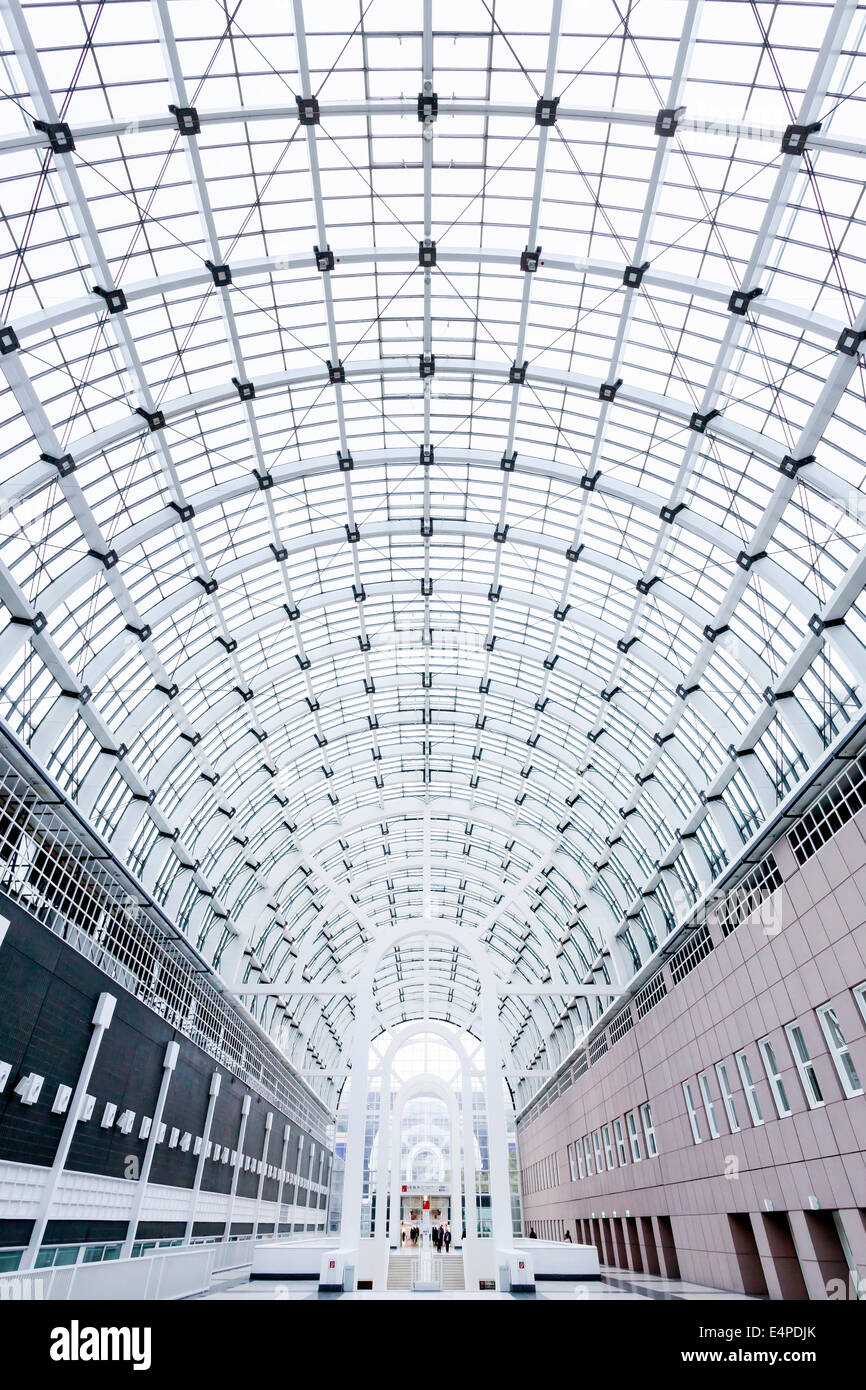 Glass roof of the Galleria exhibition hall at the Frankfurt Messe, Frankfurt am Main, Hesse, Germany Stock Photo