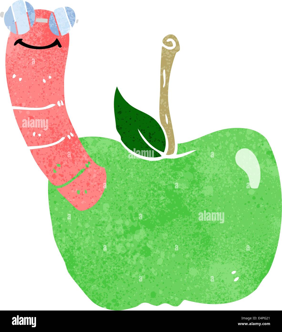 cartoon apple with worm Stock Vector Image & Art Alamy