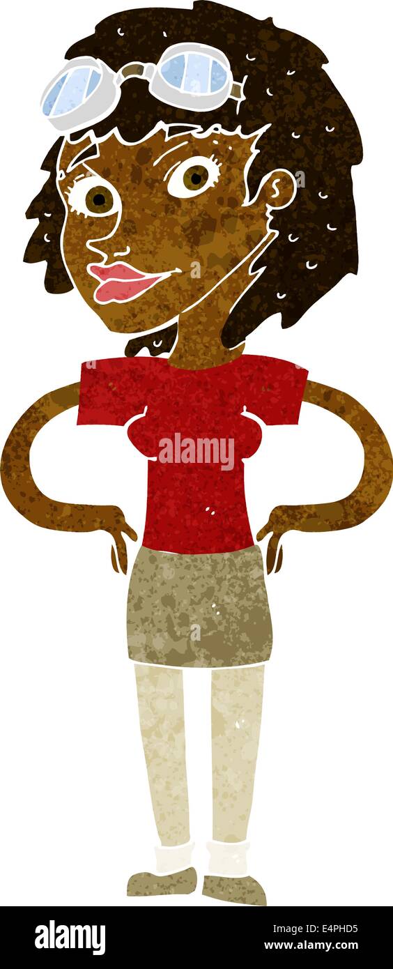 cartoon retro pilot woman Stock Vector Image & Art - Alamy