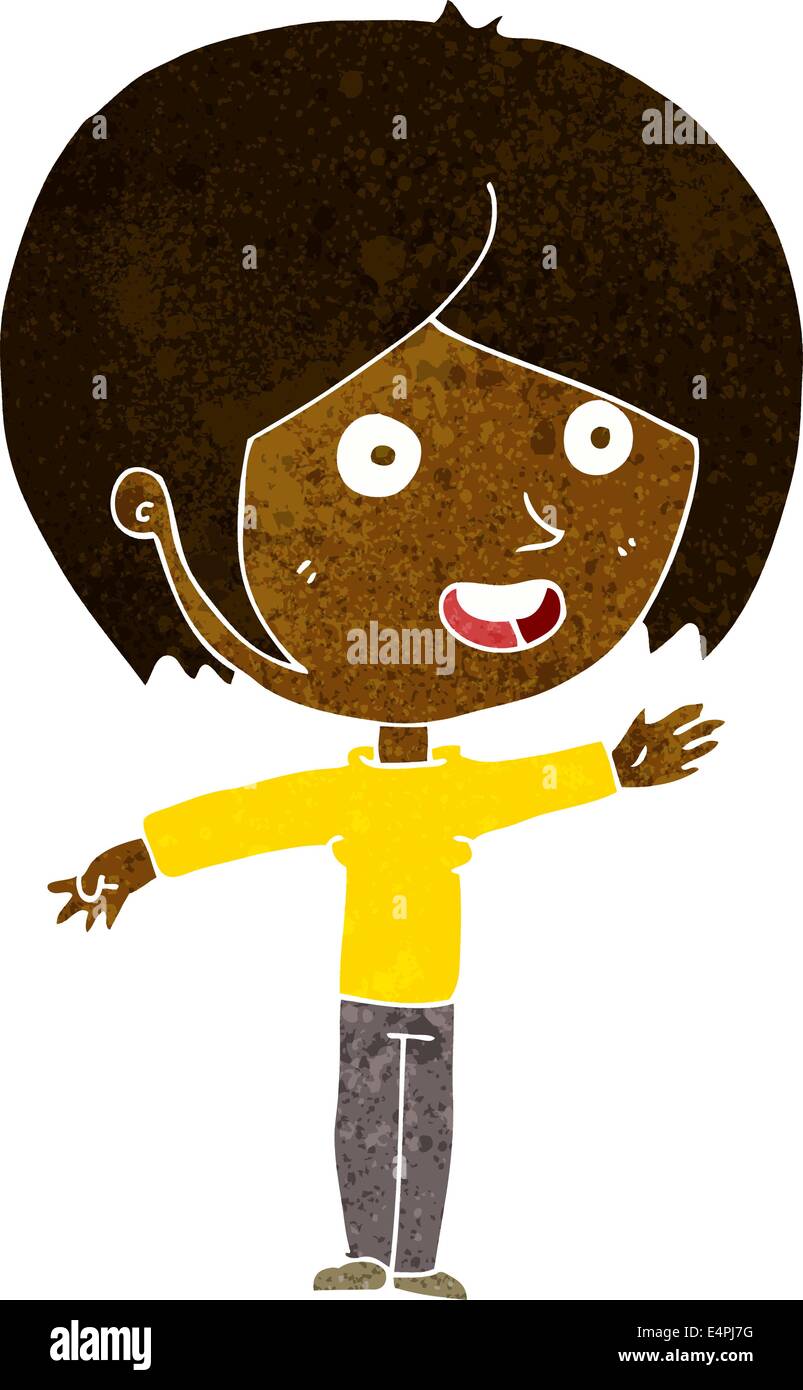 cartoon happy girl waving Stock Vector Image & Art - Alamy