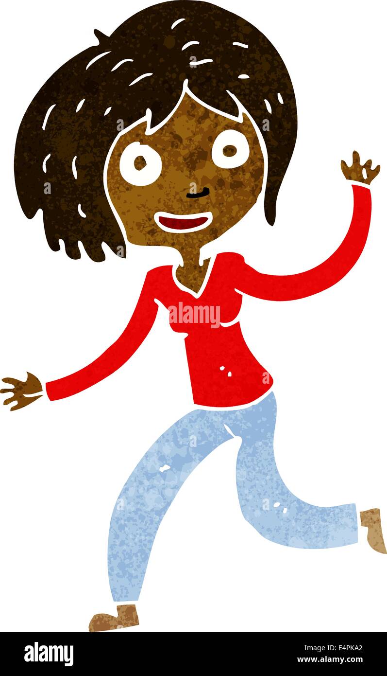 cartoon happy waving girl Stock Vector Image & Art - Alamy
