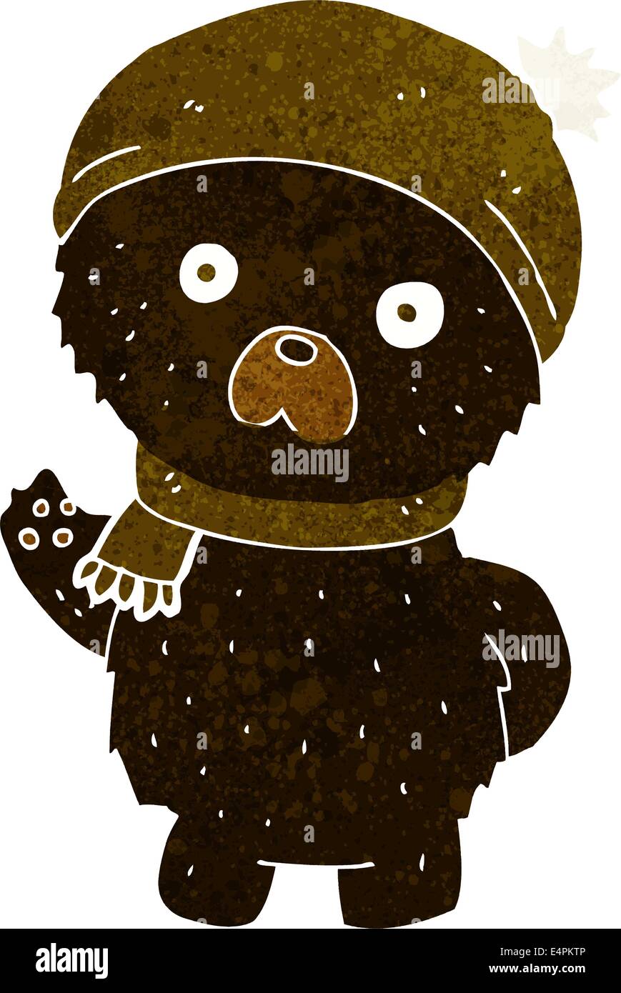 cartoon cute black bear in winter hat and scarf Stock Vector Image ...