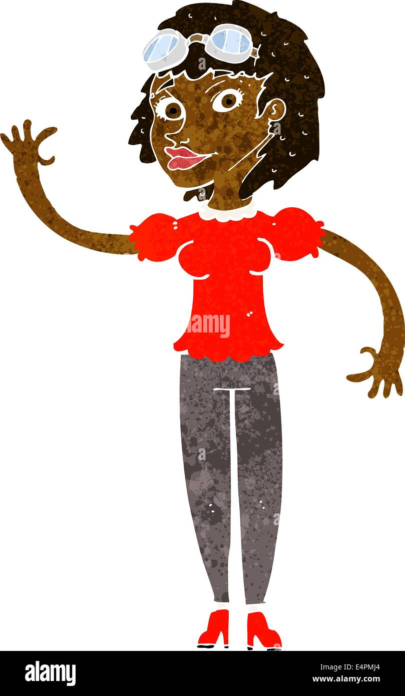 cartoon pilot woman waving Stock Vector Image & Art - Alamy