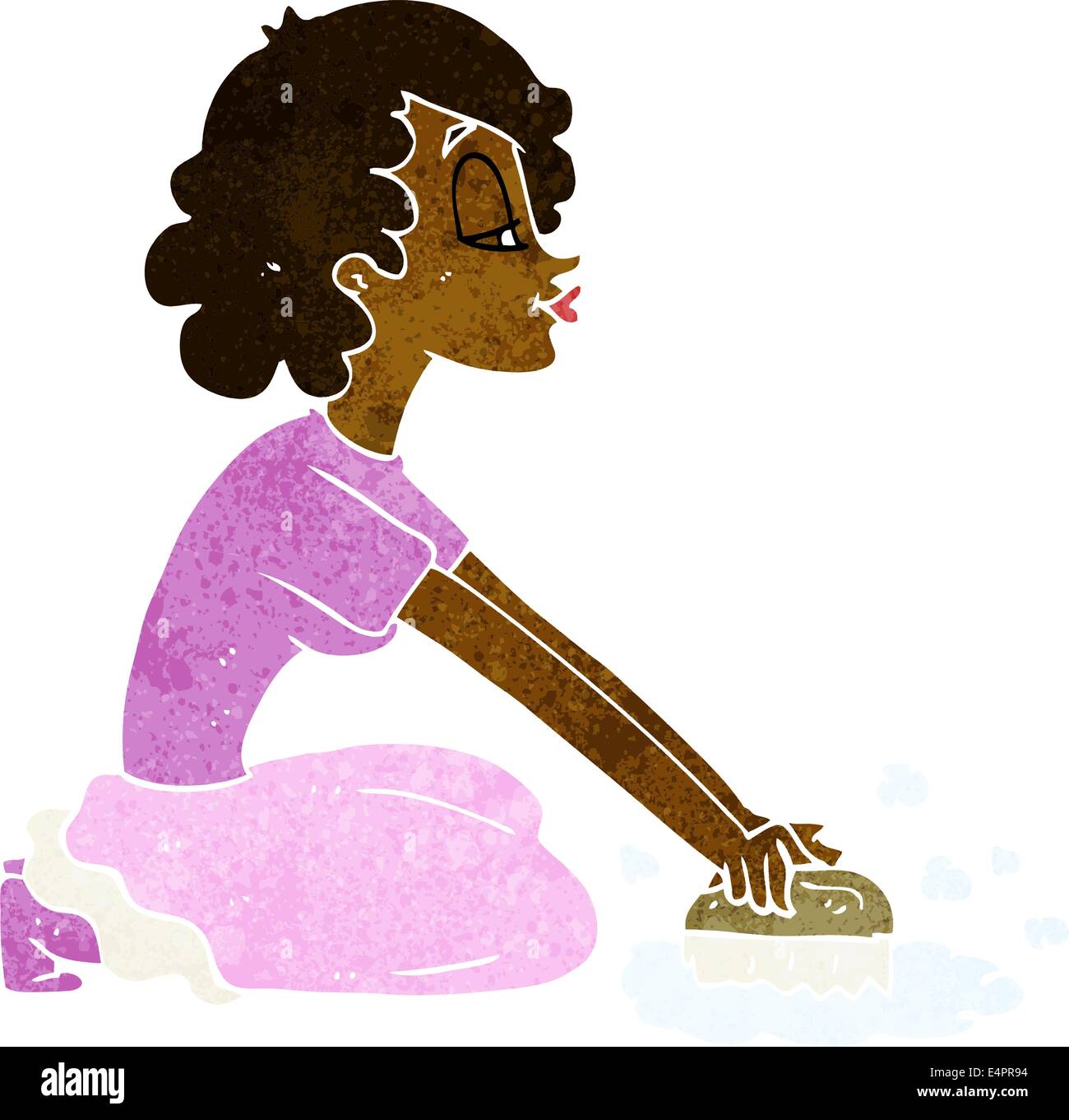 cartoon woman scrubbing floor Stock Vector Image & Art Alamy