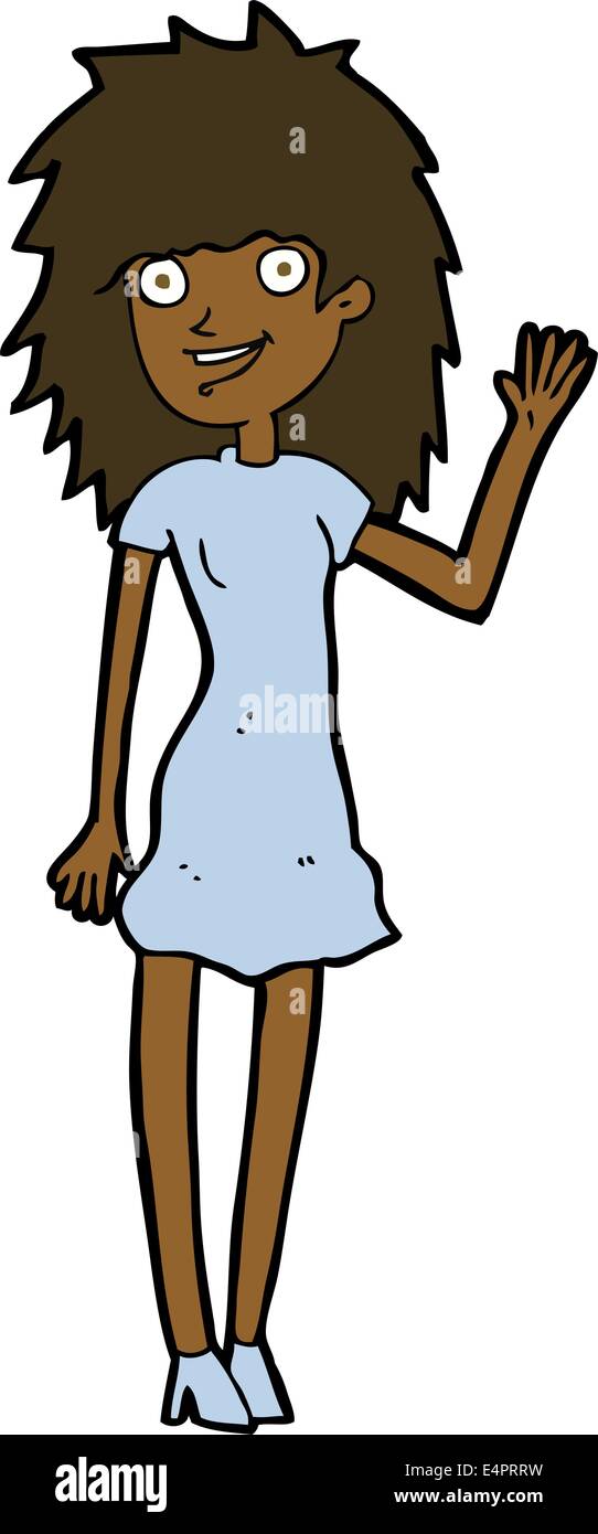 cartoon happy woman waving Stock Vector Image & Art - Alamy