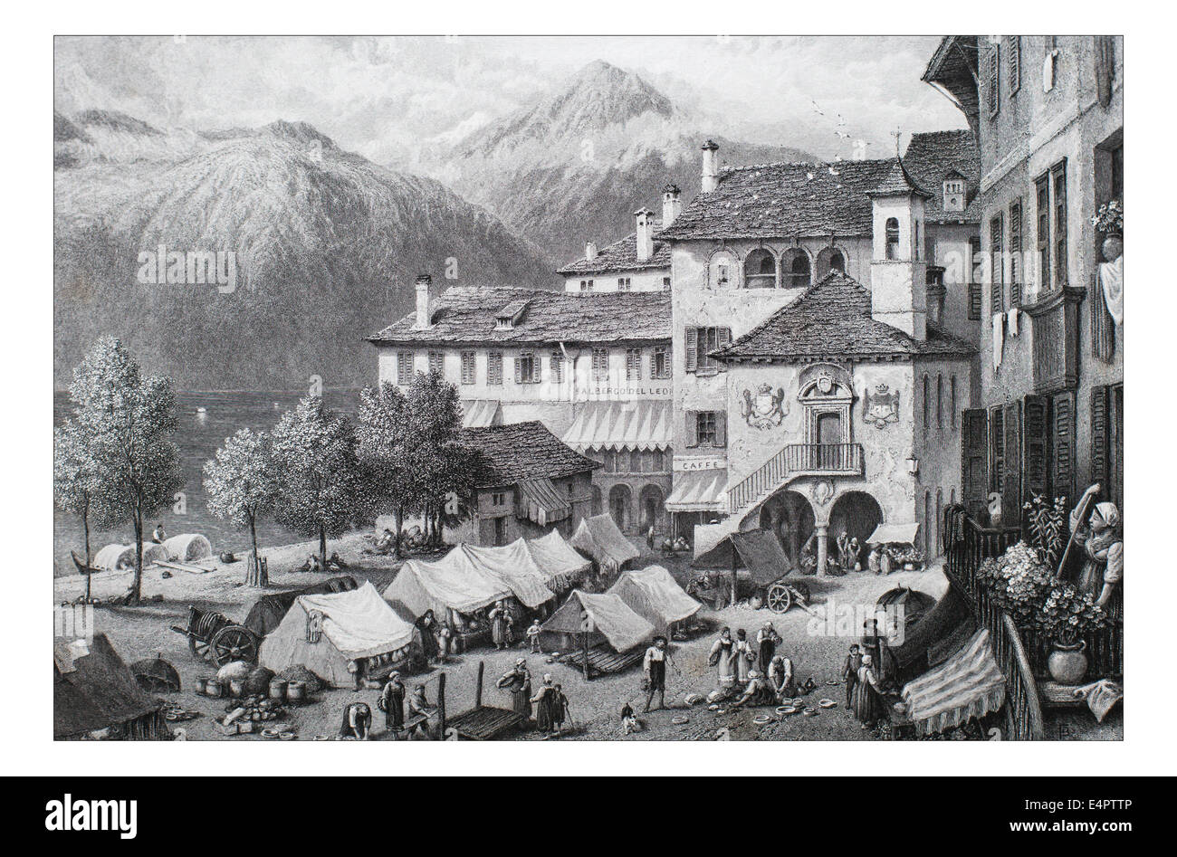 Orta Illustration from 'The British isles - Cassell Petter & Galpin Part 8 Picturesque Europe. Picturesque Europe was an illustrated set of Magazines published by Cassell, Petter, Galpin & Co. of London, Paris and New York in 1877. The publications depicted tourist haunts in Europe, with text descriptions and steel and wood engravings by eminent artists of the time, such as Harry Fenn, William H J Boot, Thomas C. L. Rowbotham, Henry T. Green , Myles B. Foster, John Mogford , David H. McKewan, William L. Leitch, Edmund M. Wimperis and Joseph B. Smith. Stock Photo