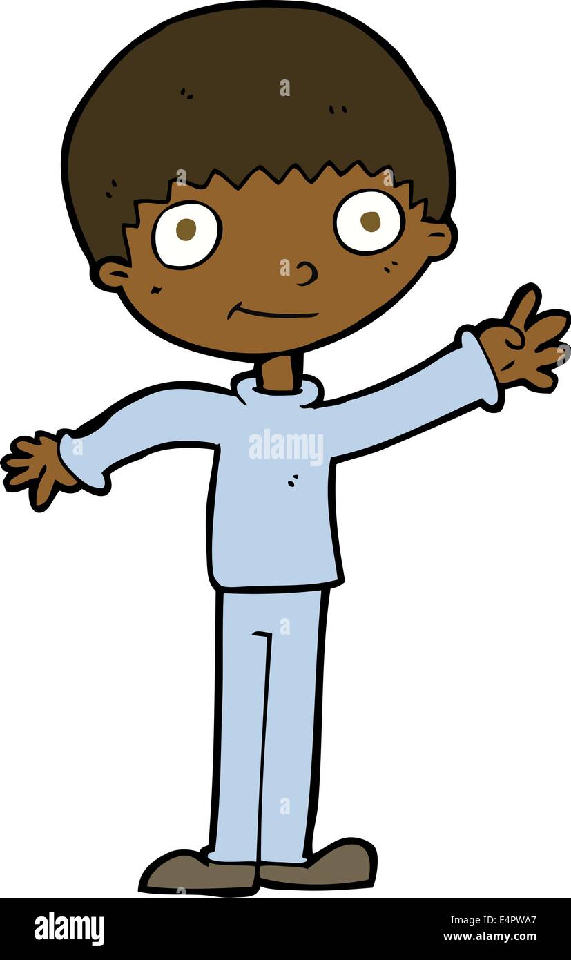 cartoon happy waving boy Stock Vector Image & Art - Alamy