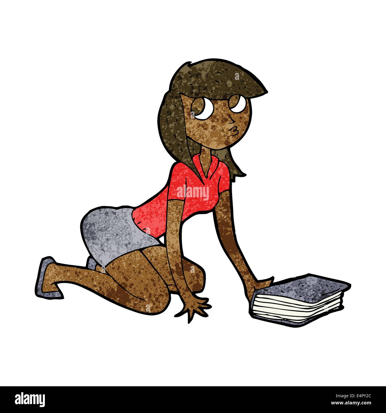 cartoon girl picking up book Stock Vector Image & Art Alamy